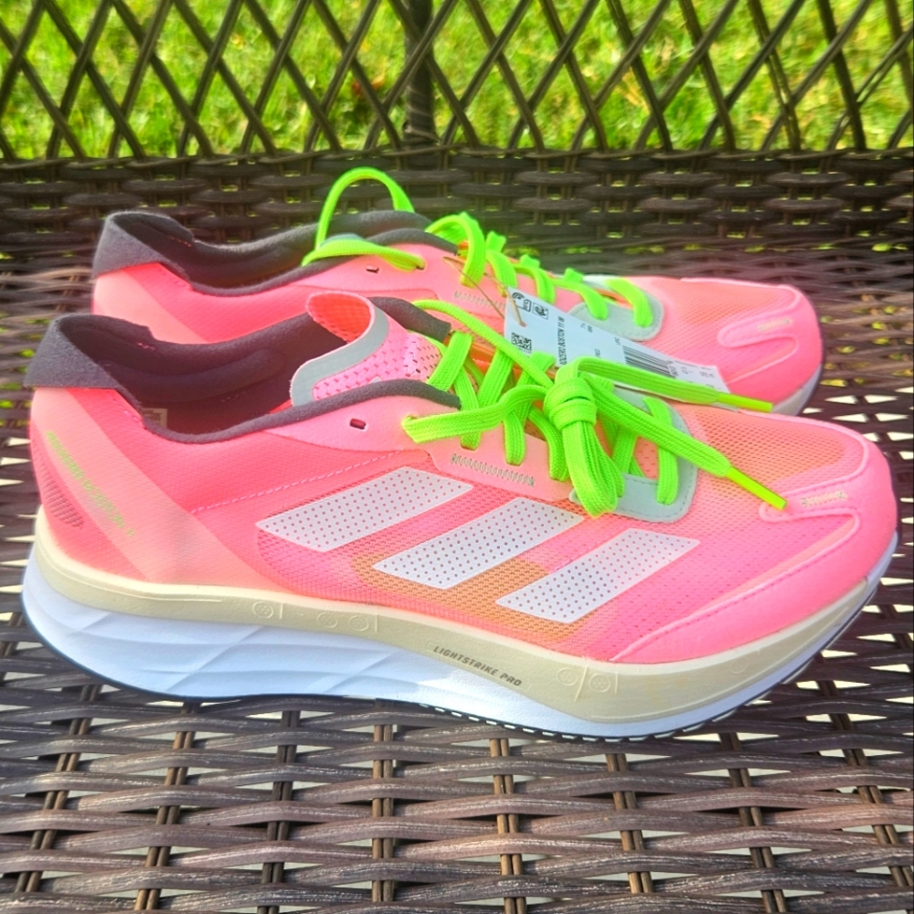 Nwt Adidas Adizero Boston 11 Pink Lime Green Womens Size 9 Running Shoes